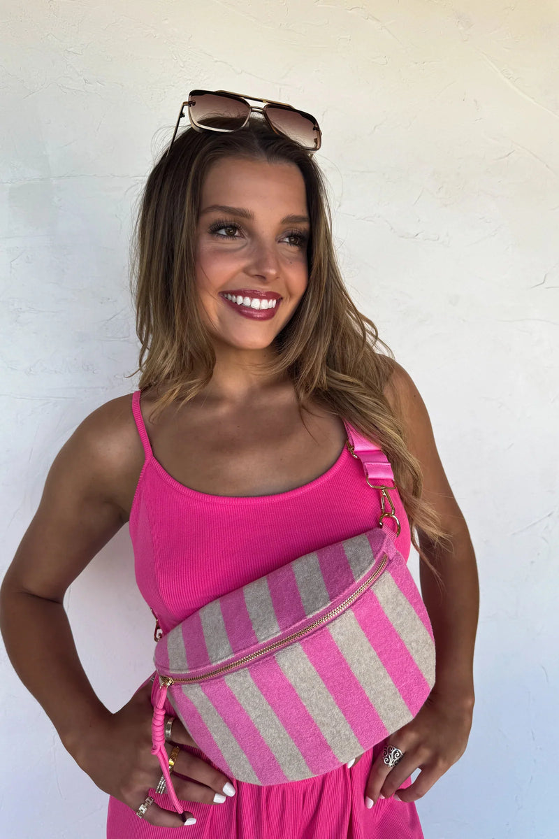 PREORDER: Stripe Terry Bum Bag - Maple Row Boutique
