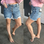 Kara High Rise Rigid Magic Button Fly Cutoff Shorts - Maple Row Boutique 