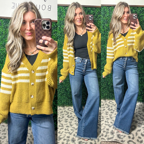 On Top of the World Striped Cardigan - Maple Row Boutique