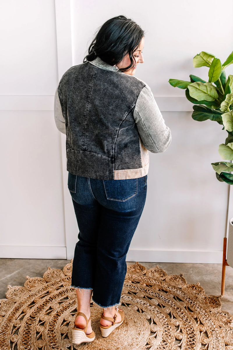 Corduroy Moto Jacket in Grey, Olive, Camel & Black - Maple Row Boutique 