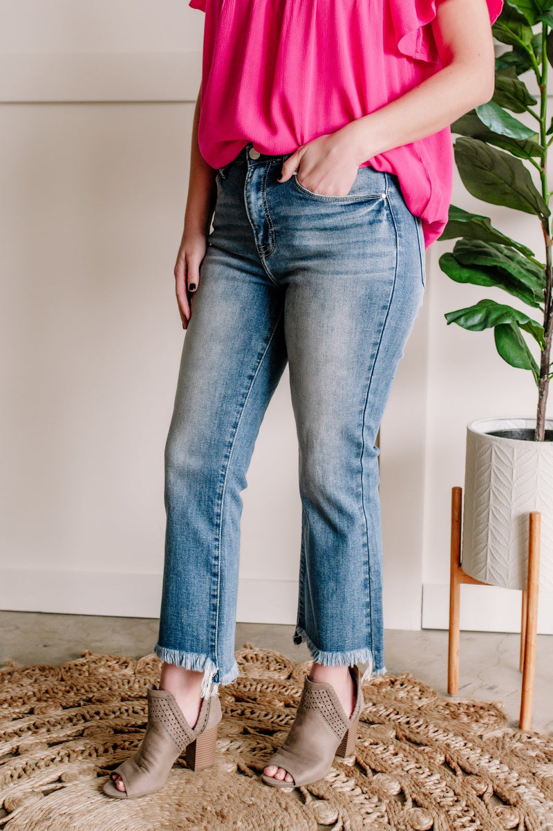 Cropped Summer Flare Jeans By Risen - Maple Row Boutique 