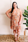 Swiss Dot Dress In Peach Paisley - Maple Row Boutique 