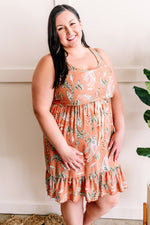 Swiss Dot Dress In Peach Paisley - Maple Row Boutique 