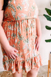 Swiss Dot Dress In Peach Paisley - Maple Row Boutique 