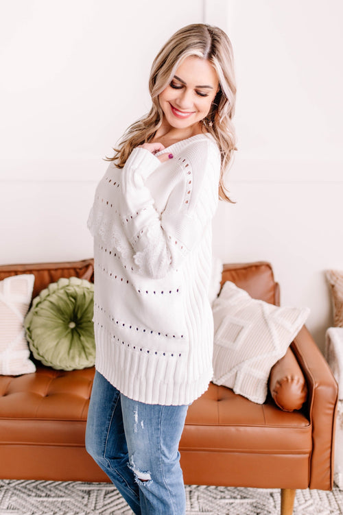 Aren't You Special Lace Detail Trimmed Sweater - Maple Row Boutique 