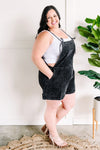 Tie Shoulder Overalls In Washed Black - Maple Row Boutique 