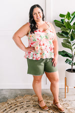 Summer Blend Lightweight Drawstring Shorts In Olive - Maple Row Boutique 