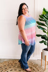 Sleeveless Top In Multicolored Stripes - Maple Row Boutique 