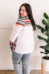Side Button Detailed Top In White Multi Pattern - Maple Row Boutique 