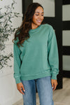 Daily Ease Mineral Wash Pullover in Dark Green - Maple Row Boutique