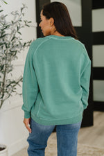 Daily Ease Mineral Wash Pullover in Dark Green - Maple Row Boutique