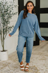Daily Ease Mineral Wash Pullover in Dusty Blue - Maple Row Boutique