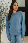 Daily Ease Mineral Wash Pullover in Dusty Blue - Maple Row Boutique