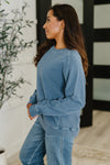 Daily Ease Mineral Wash Pullover in Dusty Blue - Maple Row Boutique