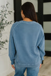 Daily Ease Mineral Wash Pullover in Dusty Blue - Maple Row Boutique