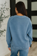 Daily Ease Mineral Wash Pullover in Dusty Blue - Maple Row Boutique