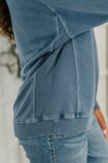 Daily Ease Mineral Wash Pullover in Dusty Blue - Maple Row Boutique