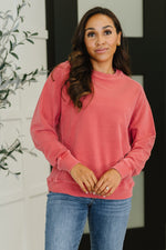 Daily Ease Mineral Wash Pullover in Ruby - Maple Row Boutique