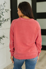 Daily Ease Mineral Wash Pullover in Ruby - Maple Row Boutique