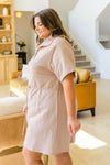 Darla Button Up Collared Dress in Taupe - Maple Row Boutique