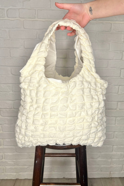 Day Out Cloud Tote Bag In Cream - Maple Row Boutique