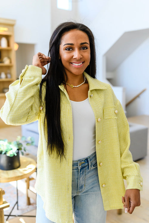 Daydreams Shacket in Yellow - Maple Row Boutique 