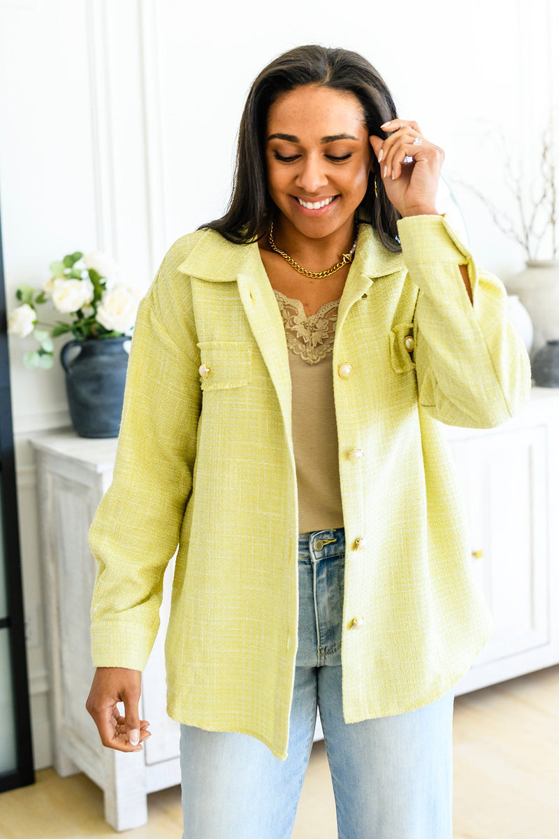 Daydreams Shacket in Yellow - Maple Row Boutique 