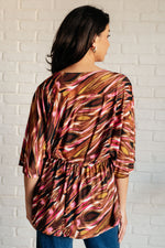 Dearest Dreamer Peplum Top in Abstract Mocha - Maple Row Boutique 
