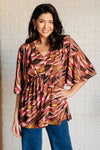 Dearest Dreamer Peplum Top in Abstract Mocha - Maple Row Boutique 