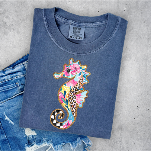 Seahorse Multiprint Graphic Tee - Maple Row Boutique