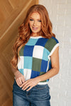 Disco Darling Checkered Sleeveless Sweater - Maple Row Boutique 