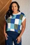 Disco Darling Checkered Sleeveless Sweater - Maple Row Boutique 