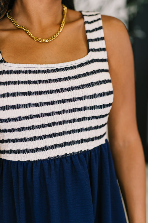 Dockside Darling Midi Dress in Navy - Maple Row Boutique