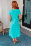 Dolman Sleeve Maxi Dress in Neon Blue - Maple Row Boutique 