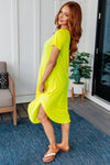 Dolman Sleeve Maxi Dress in Neon Yellow - Maple Row Boutique 