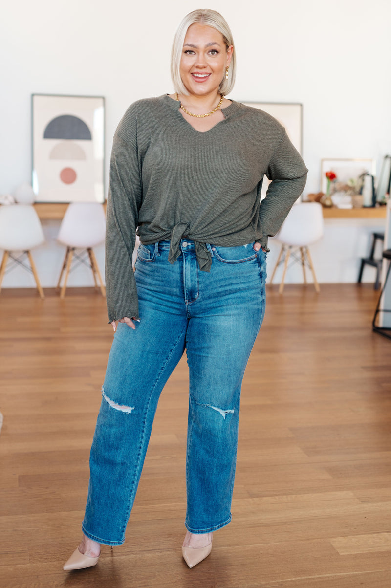 Don't Be Careless Ribbed Knit Top - Maple Row Boutique 