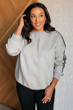Don't Get Stuck Stripe Detail Sweatshirt - Maple Row Boutique 
