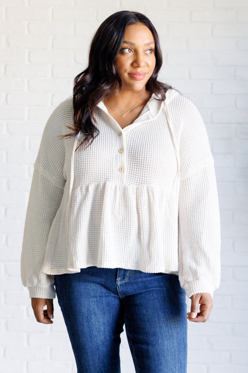 Don't Waffle About Waffle Knit Hoodie - Maple Row Boutique 