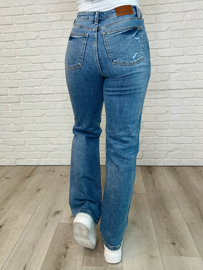 Dylan High Rise Rigid Magic Criss-Cross Waistband Straight Jeans - Maple Row Boutique