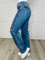 Dylan High Rise Rigid Magic Criss-Cross Waistband Straight Jeans - Maple Row Boutique
