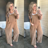 Light Gauze Overalls With Pockets In Bohemian Beige - Maple Row Boutique 