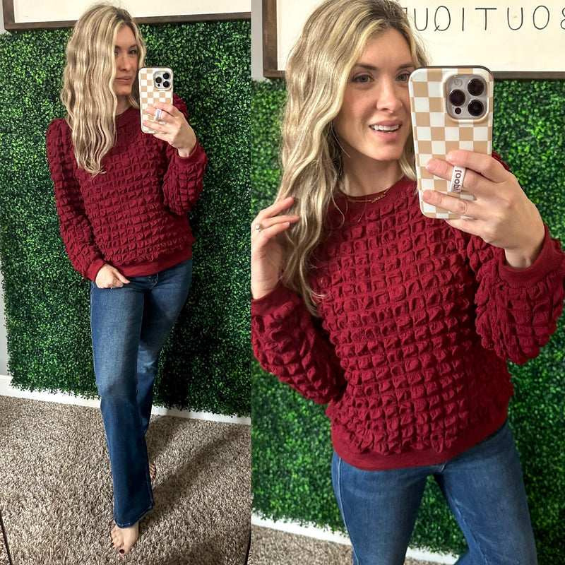 In Denial Bubble Pullover - Maple Row Boutique 