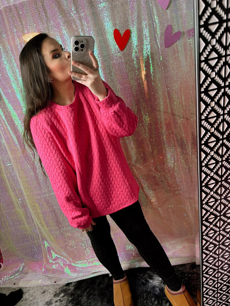 Pink Quilted Pullover - Maple Row Boutique 