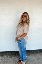 PREORDER: Joey V-Neck Washed Cotton Boyfriend Tee - Maple Row Boutique