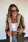 PREORDER: Reversible Sherpa Puffer Vest - Maple Row Boutique