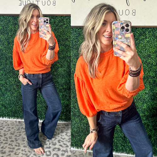 Subway Station Sweater in Orange - Maple Row Boutique