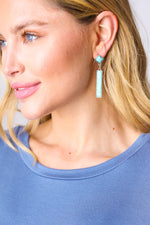 Vintage Style Turquoise Stone Geometric Drop Earrings - Maple Row Boutique 