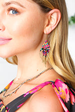 Multicolor Retro Boho Beaded Tassel Earrings - Maple Row Boutique 
