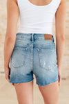 Elle High Rise Rhinestone Cutoff Shorts - Maple Row Boutique 