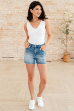 Elle High Rise Rhinestone Cutoff Shorts - Maple Row Boutique 